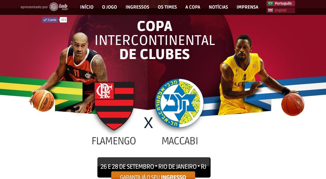 Hot Site traz todas as informações do confronto entre Flamengo, de Marquinhos, e Maccabi, de Jeremy Pargo (Reprodução)